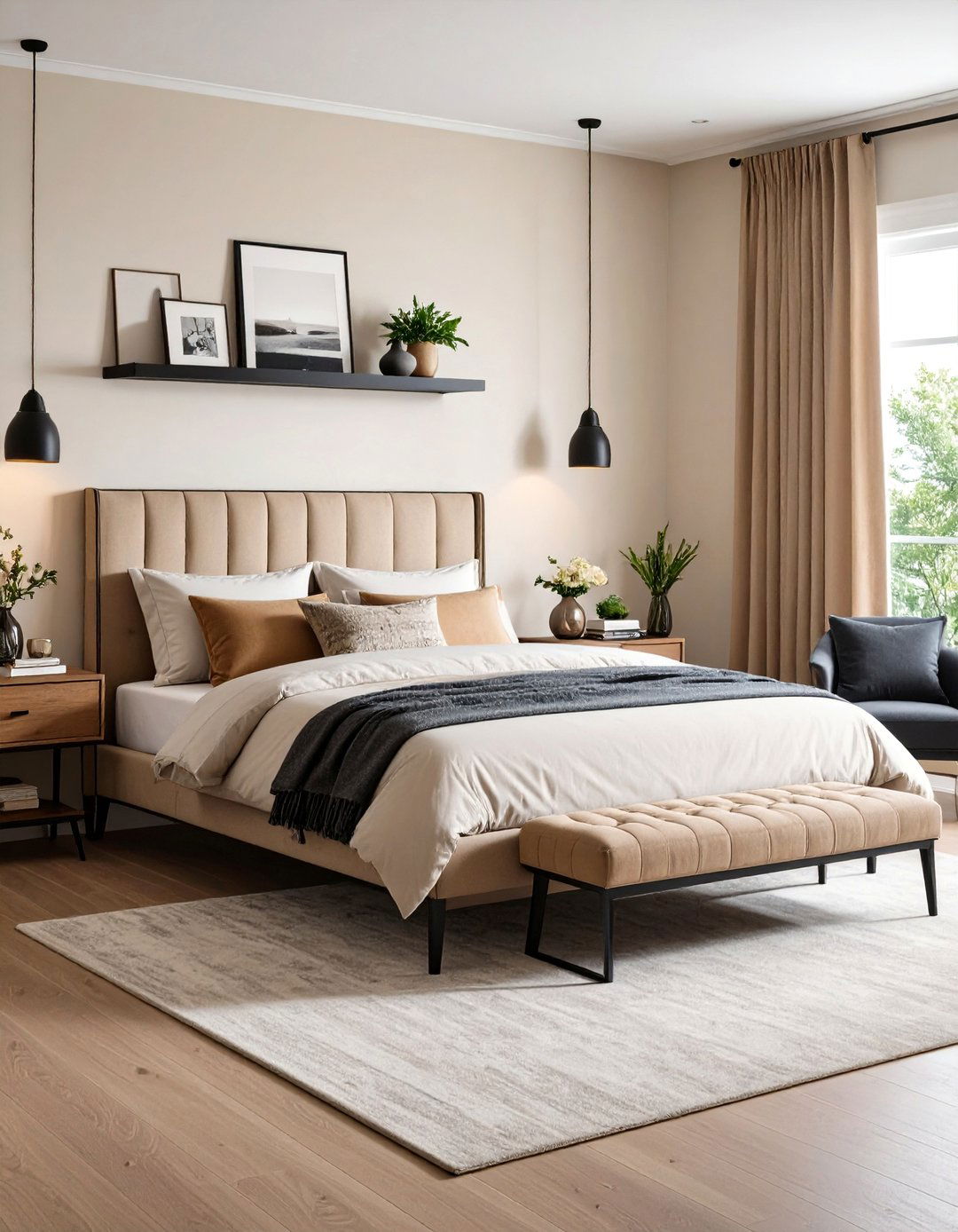 Beige Carpet Black Furniture Legs - 20 Black and Beige Bedroom Design Ideas