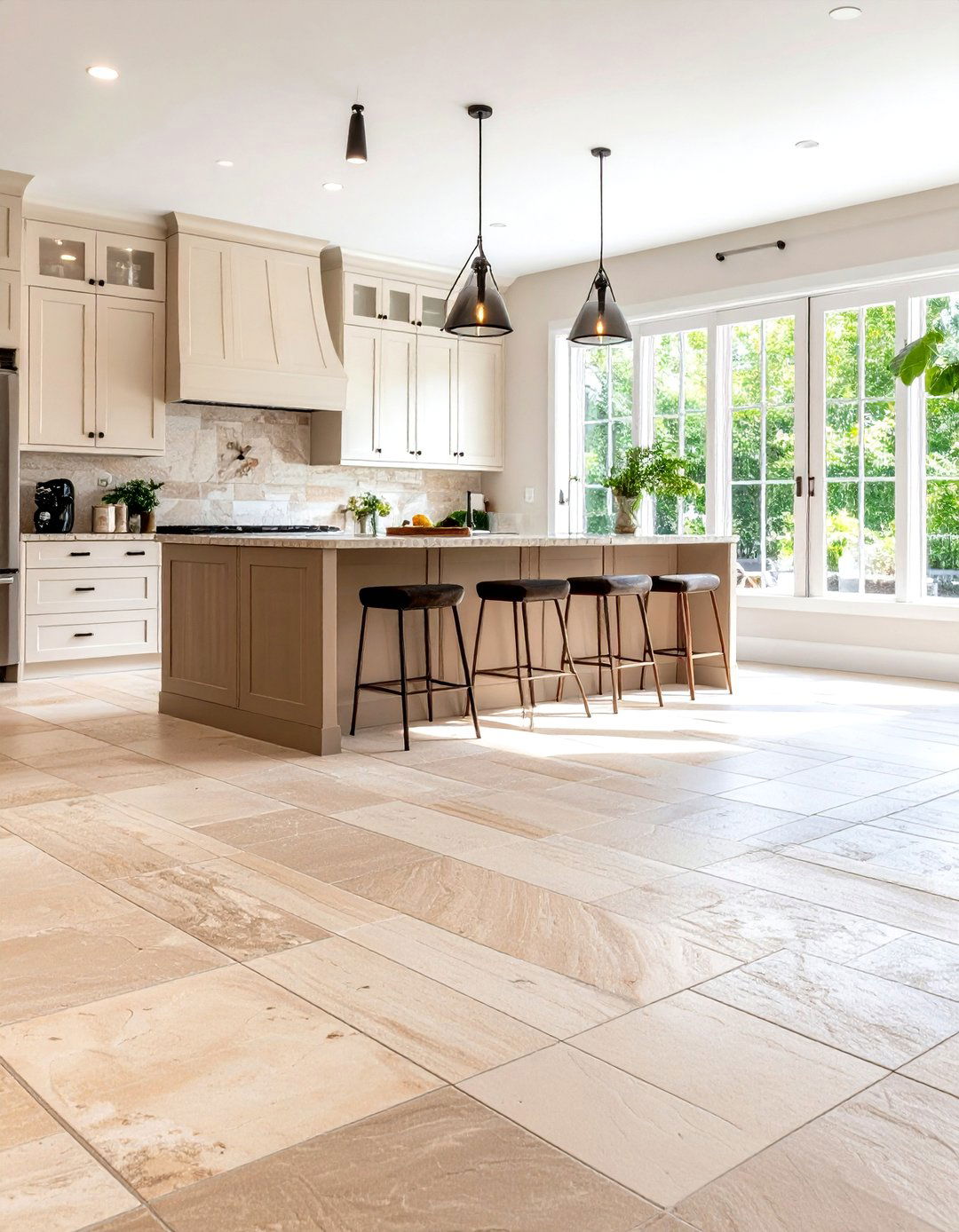 Beige Natural Stone Kitchen Flooring - 20 Kitchen Floor Ideas