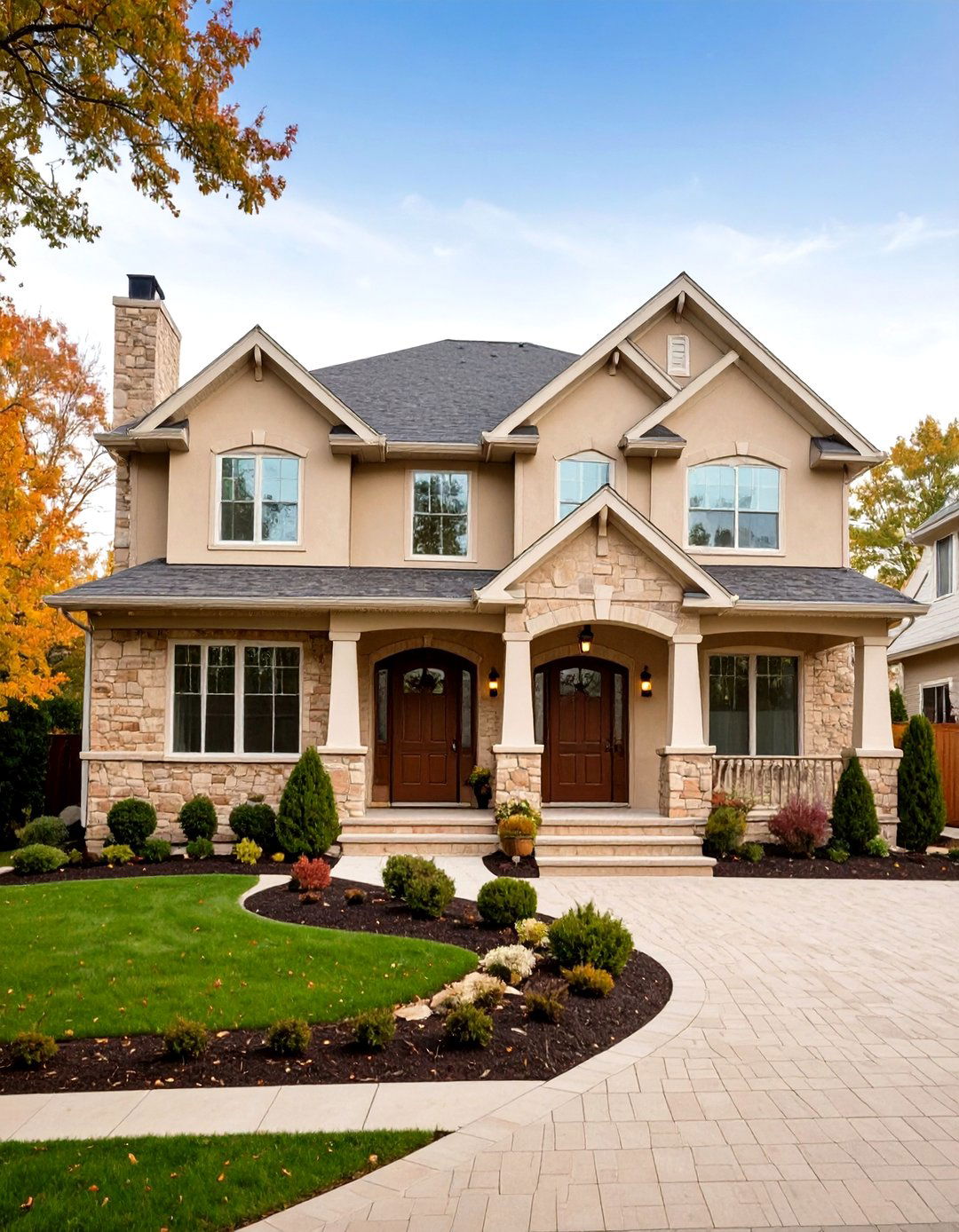 Beige Warm Neutral Painted Brick Houses - 20 Painted Brick Houses