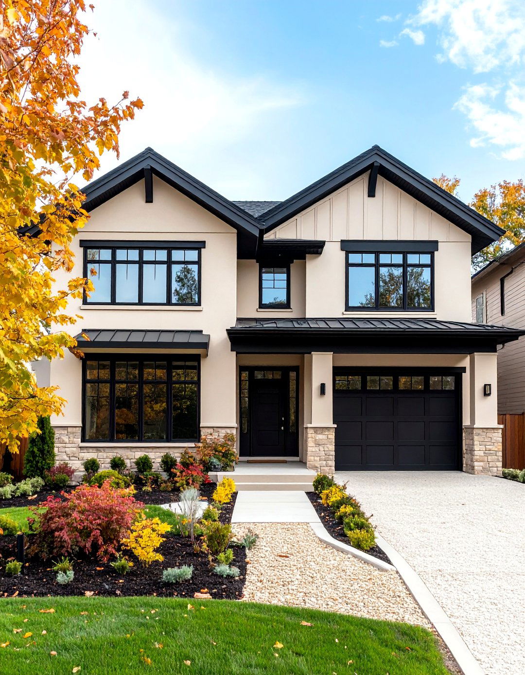 Beige and Black Contemporary Stucco Exterior - 20 beige and black house exterior ideas