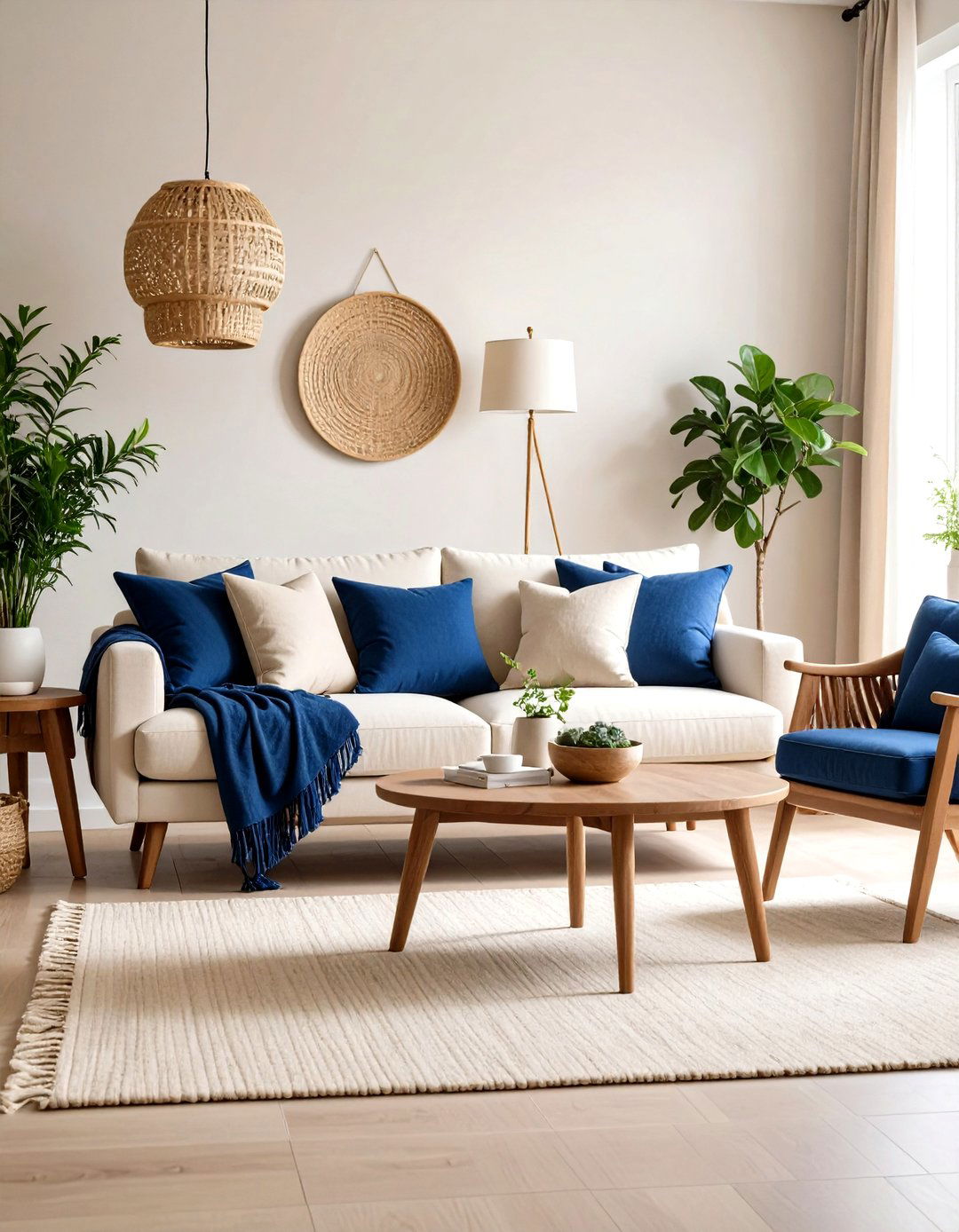 Beige and Blue - 20 Two Colour Combination for Living Room