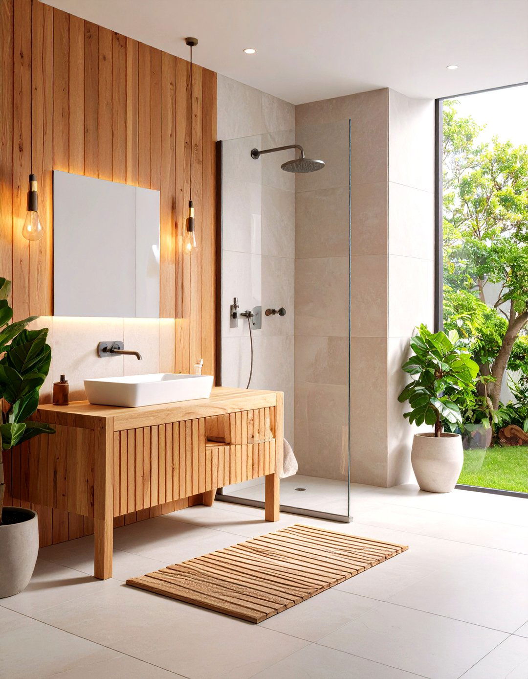 Bench with Contrasting Material - 20 Walk in Shower Ideas With Bench