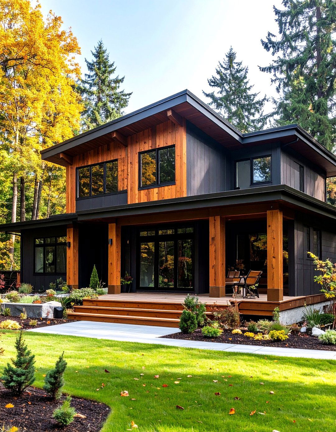 Benjamin Moore Black Fox Black House with Cedar Accents - 20 Paint Colors for a Modern Black House With Cedar Accents