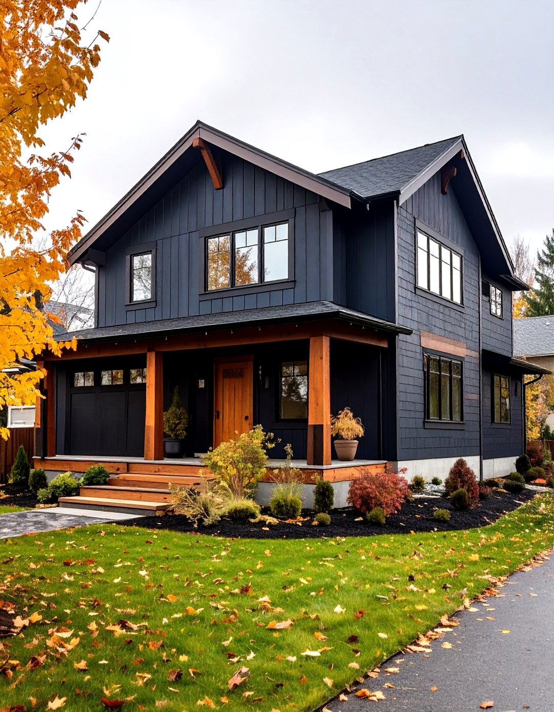 Benjamin Moore Blue Note Black House with Cedar Accents - 20 Paint Colors for a Modern Black House With Cedar Accents