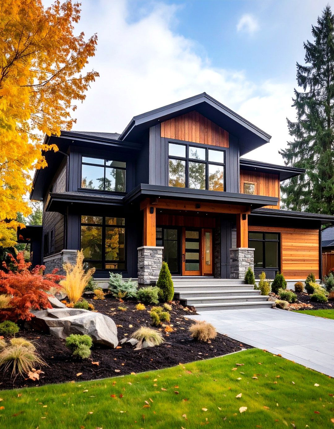 Benjamin Moore Iron Mountain Black House with Cedar Accents - 20 Paint Colors for a Modern Black House With Cedar Accents