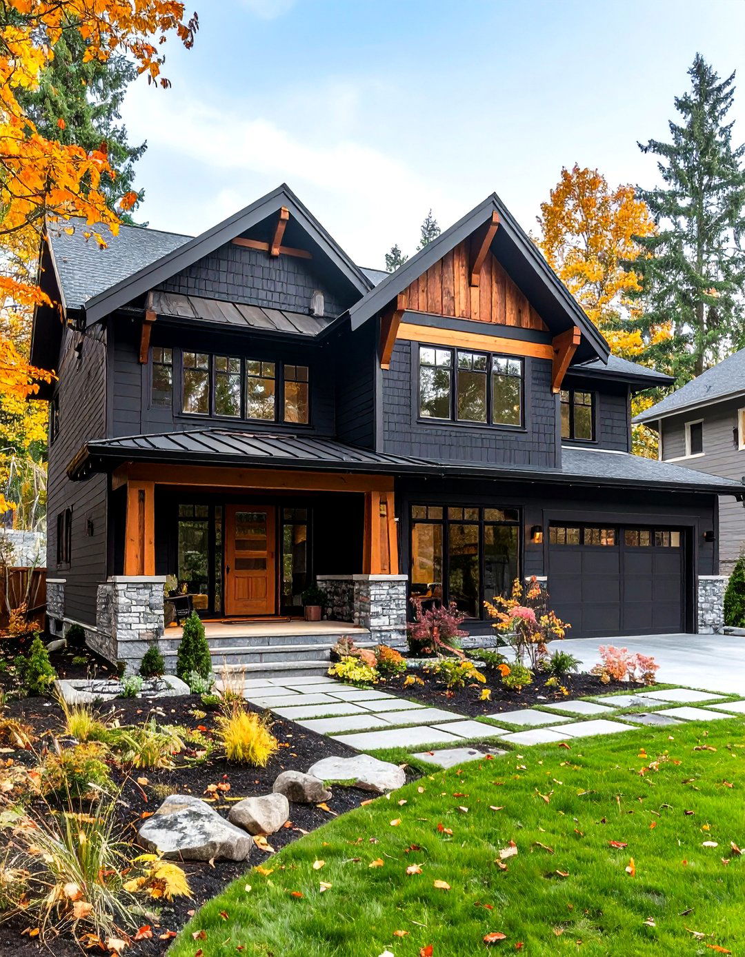Benjamin Moore Onyx Black House with Cedar Accents - 20 Paint Colors for a Modern Black House With Cedar Accents