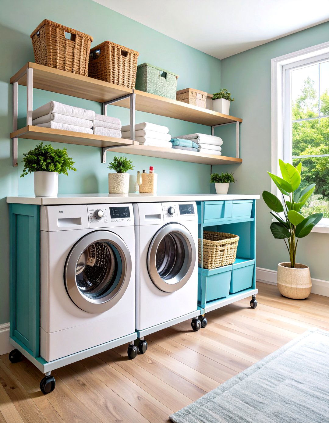 Between Appliance Laundry Room Storage Cart Systems - 20 Laundry Room Storage Ideas