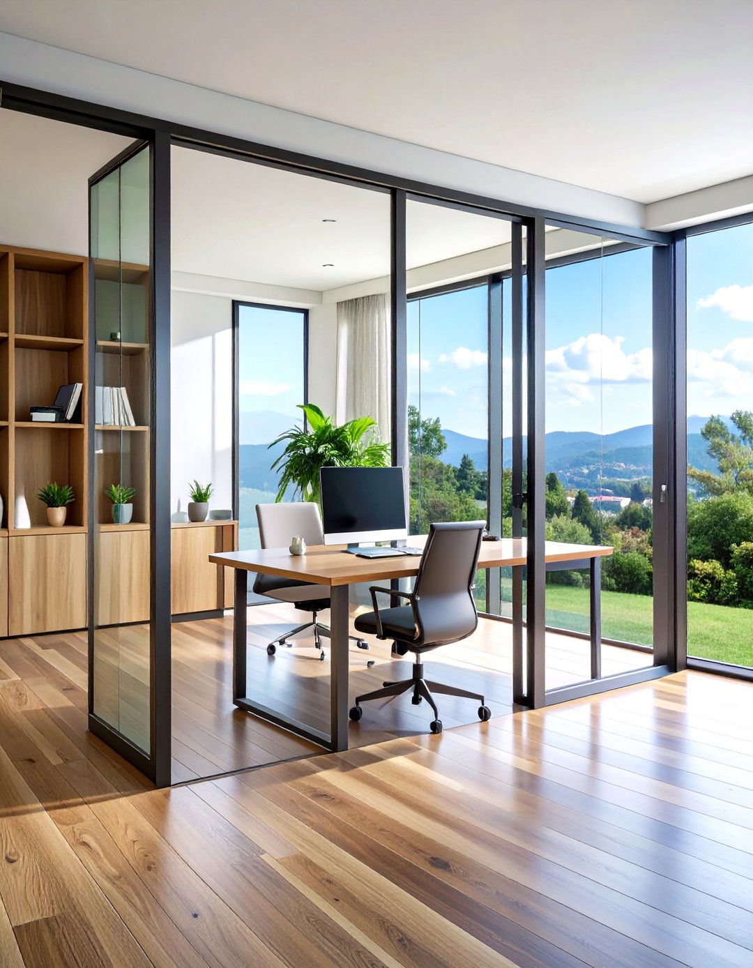 Bi Fold Glass Home Office Door with Acoustic Properties - 20 Home Office Door Ideas