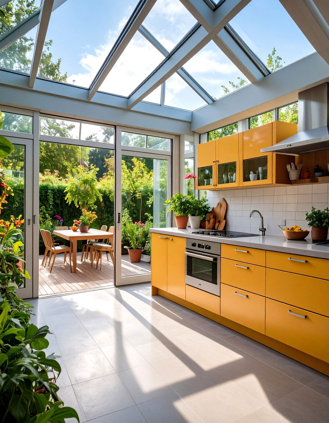 Bifold Doors for Seamless Indoor Outdoor Flow - 20 Greenhouse Kitchen Design Ideas