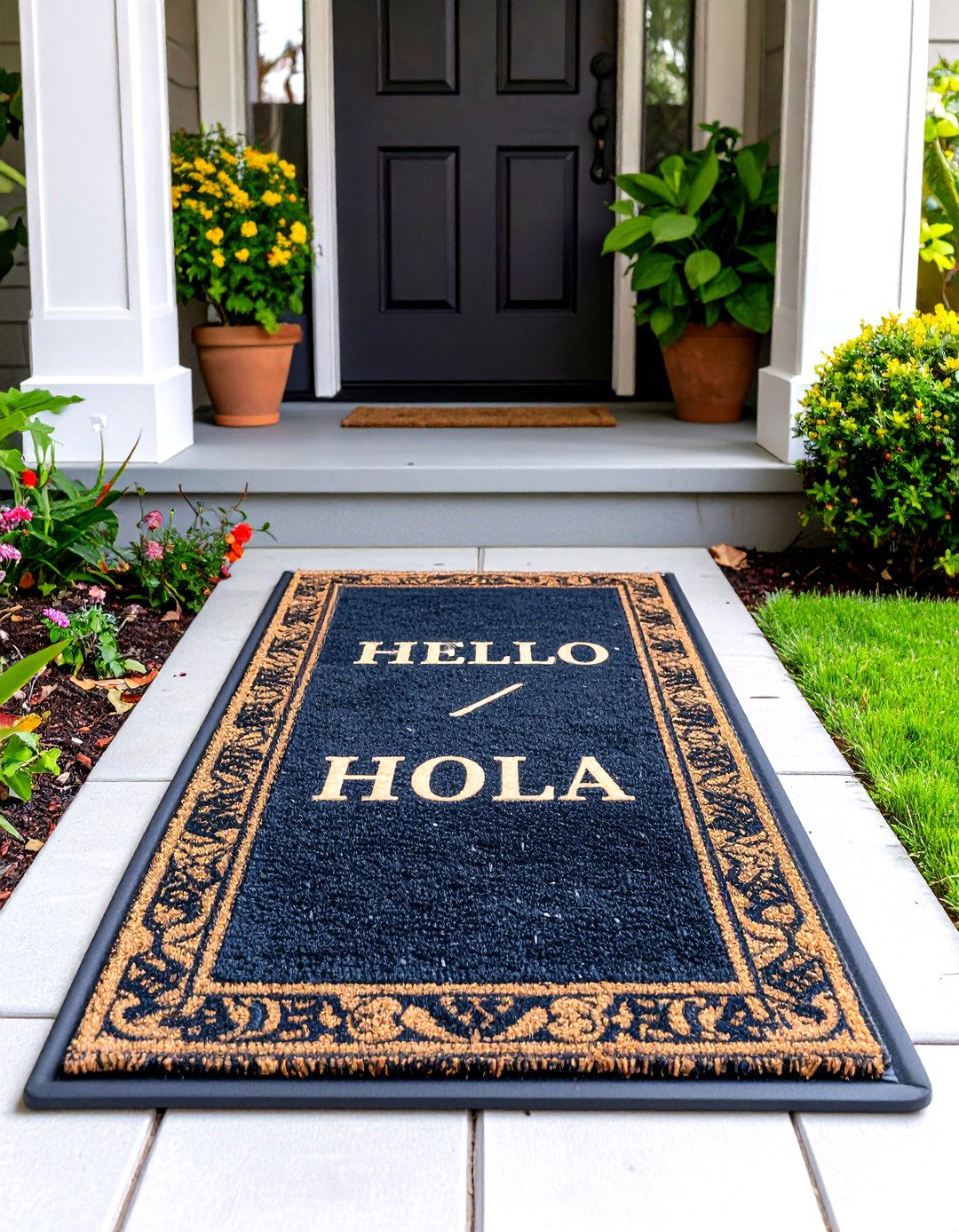 Bilingual Greeting Front Door Mat - 20 Front Door Mat Ideas