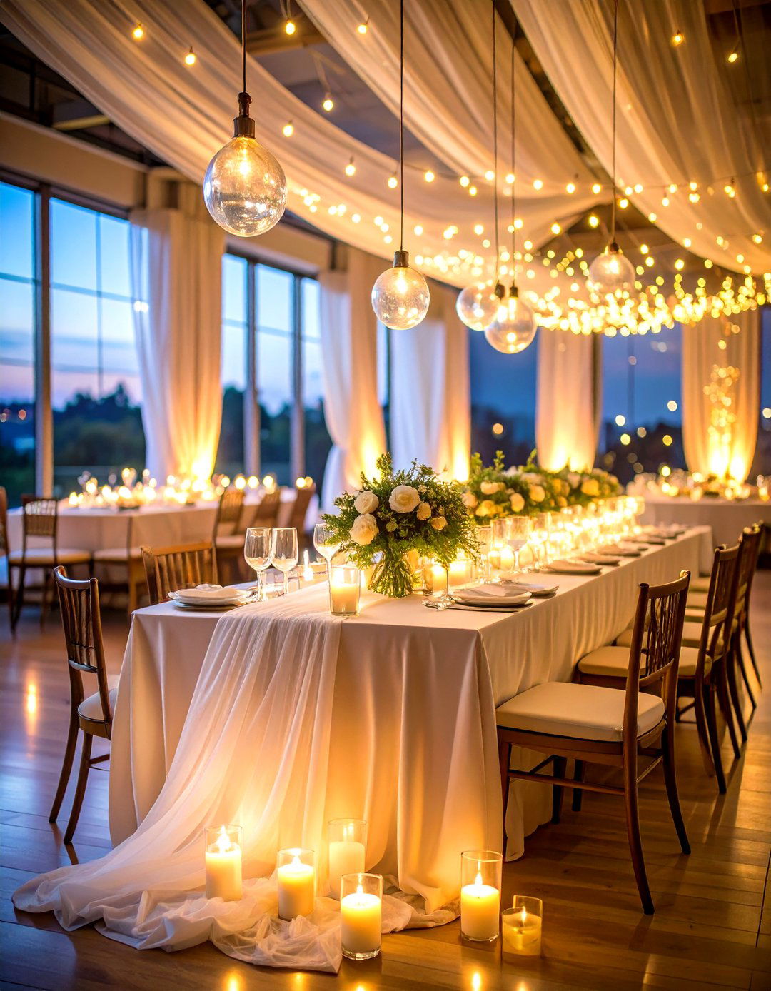 Billowing Fabric Wedding Table Drama - 20 Wedding Table Decoration Ideas
