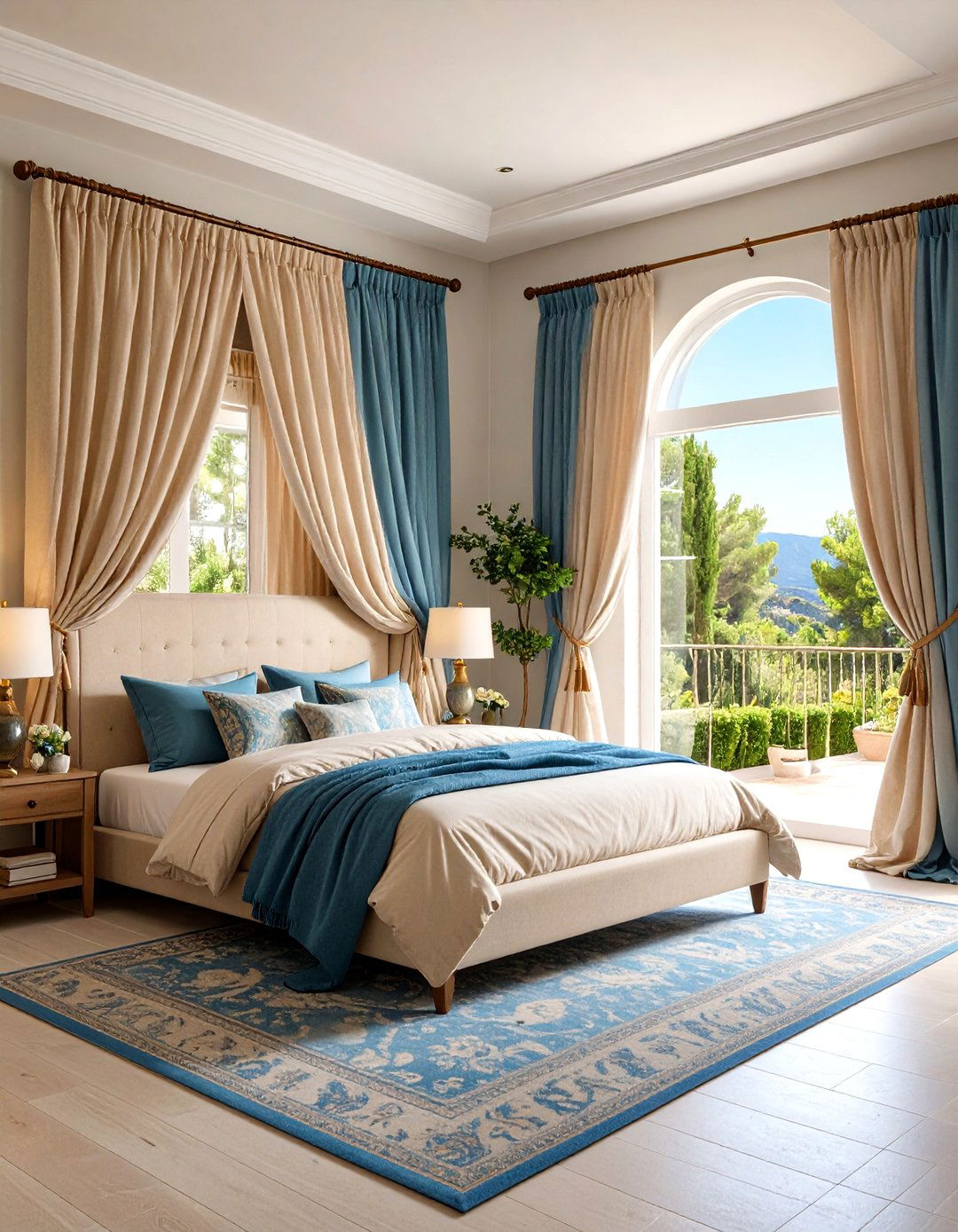 Billowing Linen Drapes Giving a Greek Bedroom Airiness - 20 Greek Bedroom Design Ideas