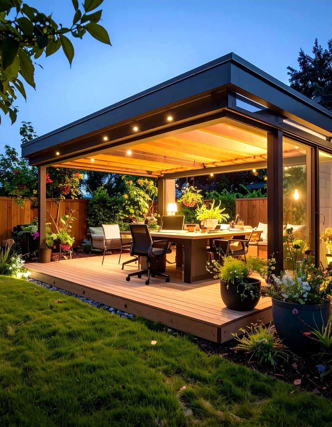 Bioclimatic Pergola Garden Office with Adjustable Louvers - 20 Garden Office Ideas