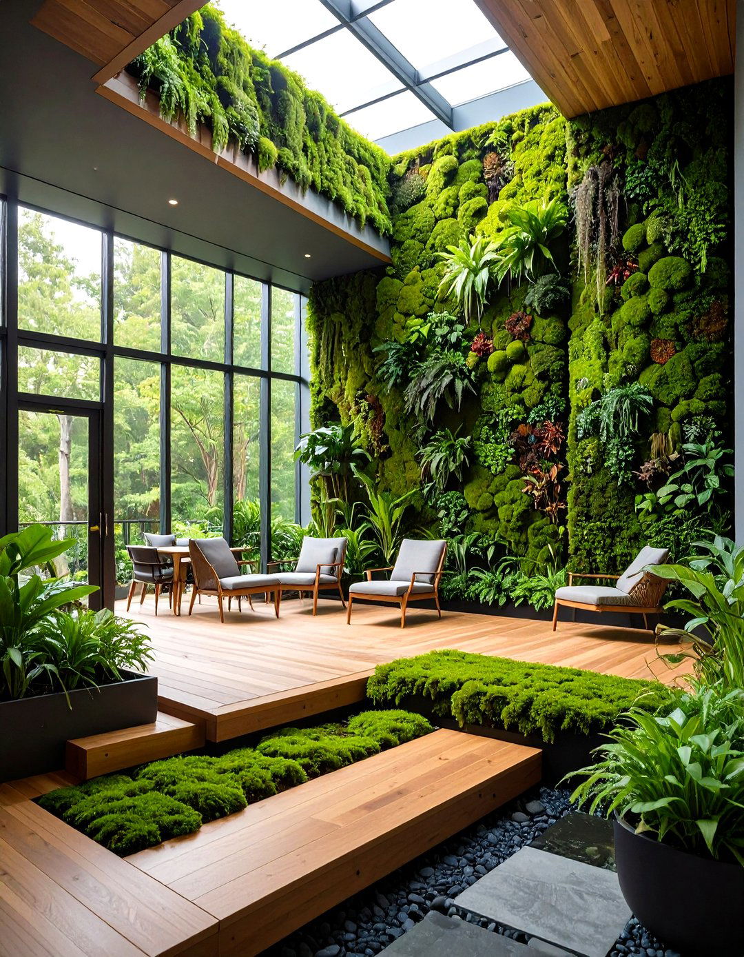 Biophilic Design Sunroom Opening to Living Deck - 20 Sunroom and Deck Combo Ideas