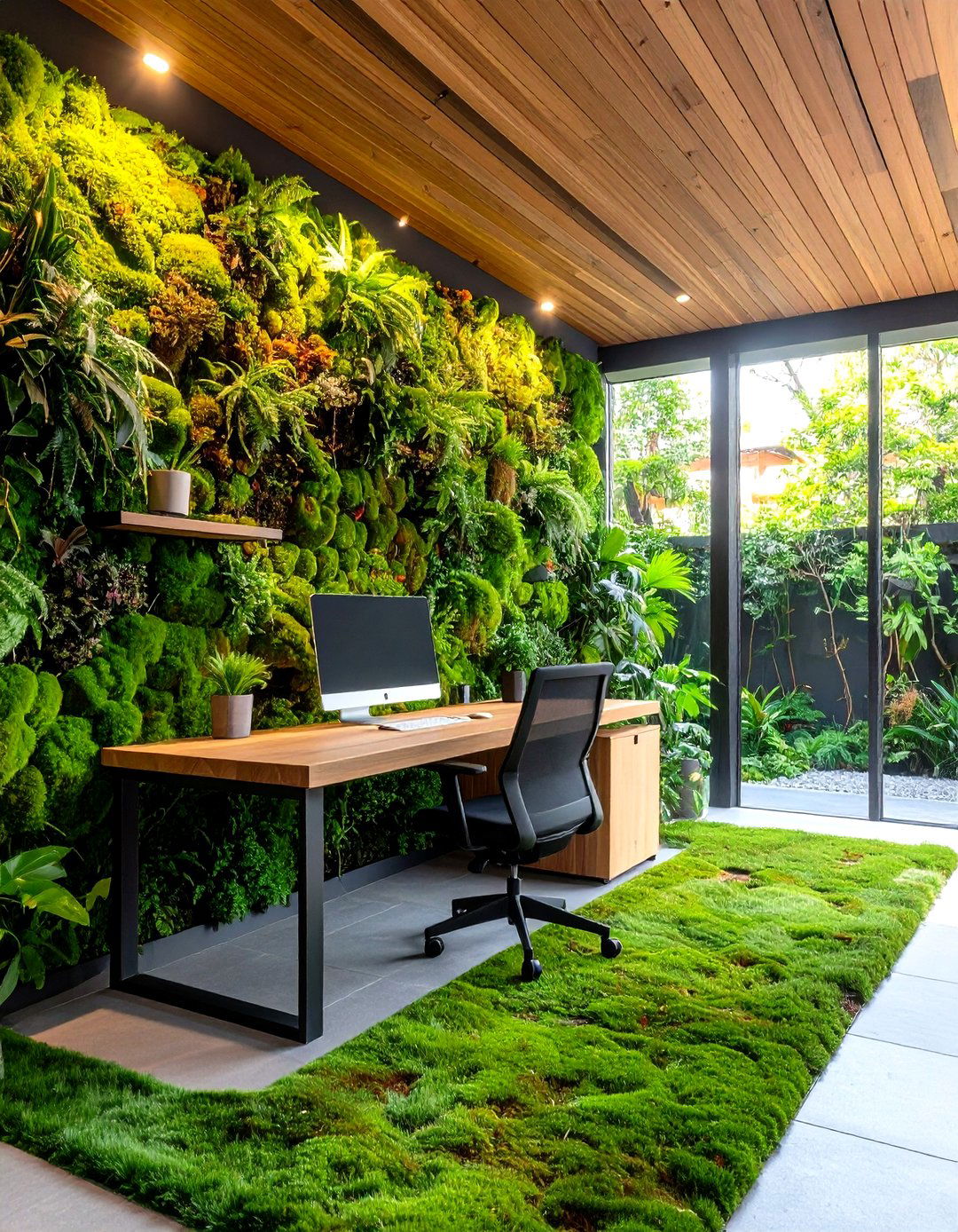 Biophilic Garden Office with a Living Wall - 20 Garden Office Ideas