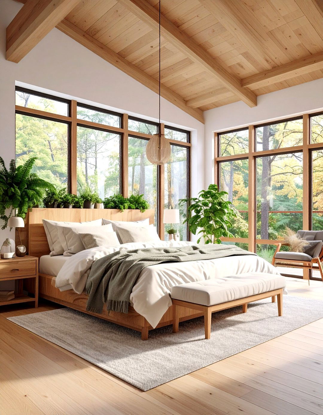 Biophilic Glass Wall Cabin - 20 Cabin Bedroom Ideas