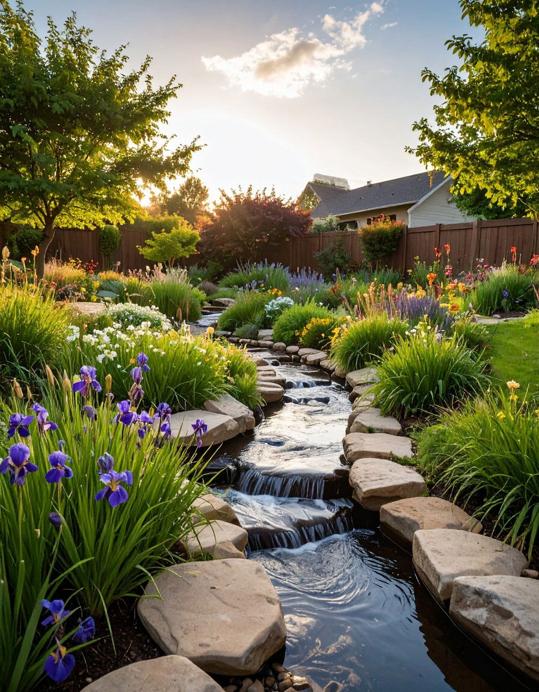 Bioswale Ribbon to Filter Backyard Runoff - 20 Down Sloped Backyard Ideas