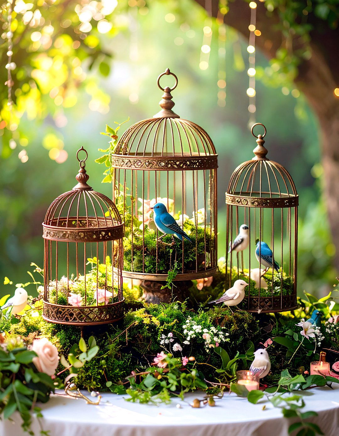 Birdcage Wedding Centerpiece with Whimsical Gardens - 20 Wedding Centerpiece Ideas
