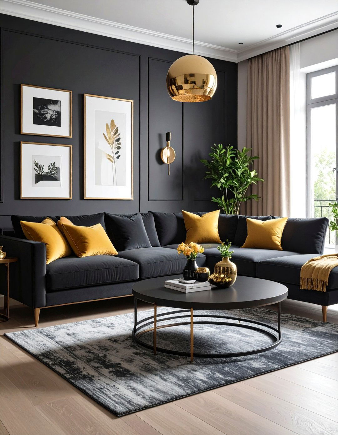 Black Accents - 20 Simple Living Room Ideas