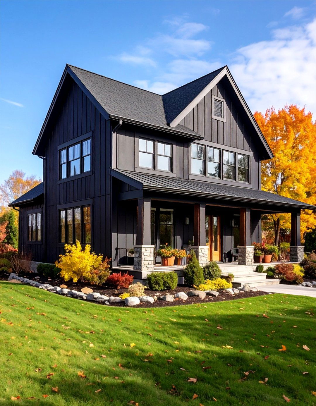 Black Board and Batten Black Siding House - 20 black siding house ideas