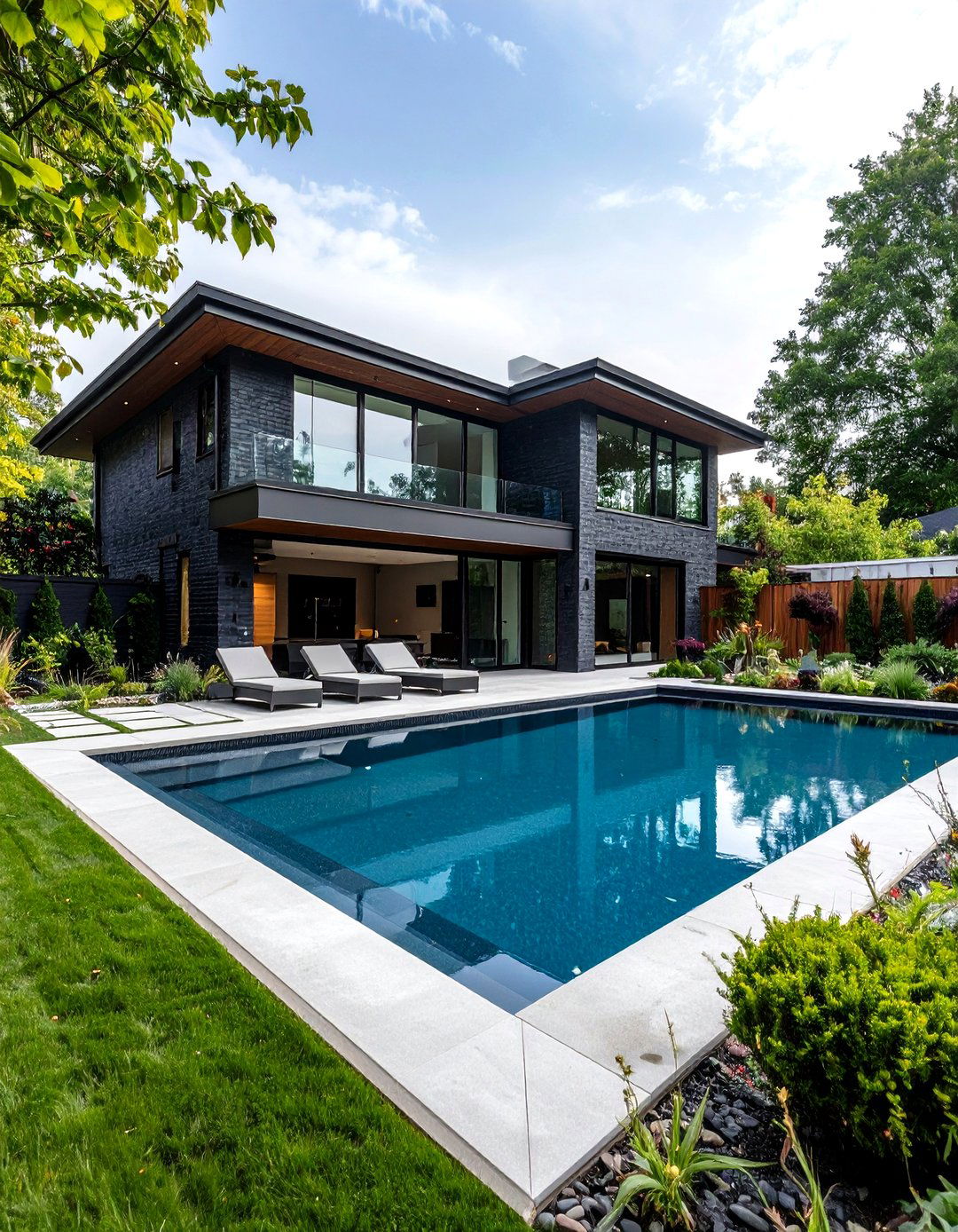 Black Brick Contemporary Courtyard House with Privacy Design - 20 Black Brick House Exteriors