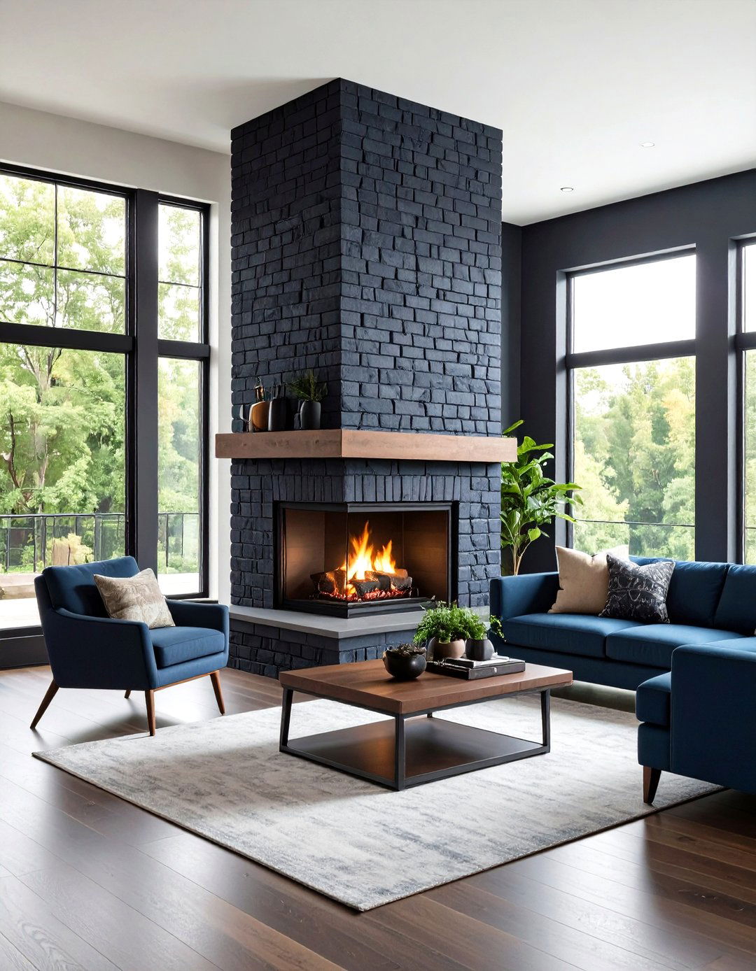 Black Brick Drama Fireplace - 20 Floor to Ceiling Fireplace Ideas