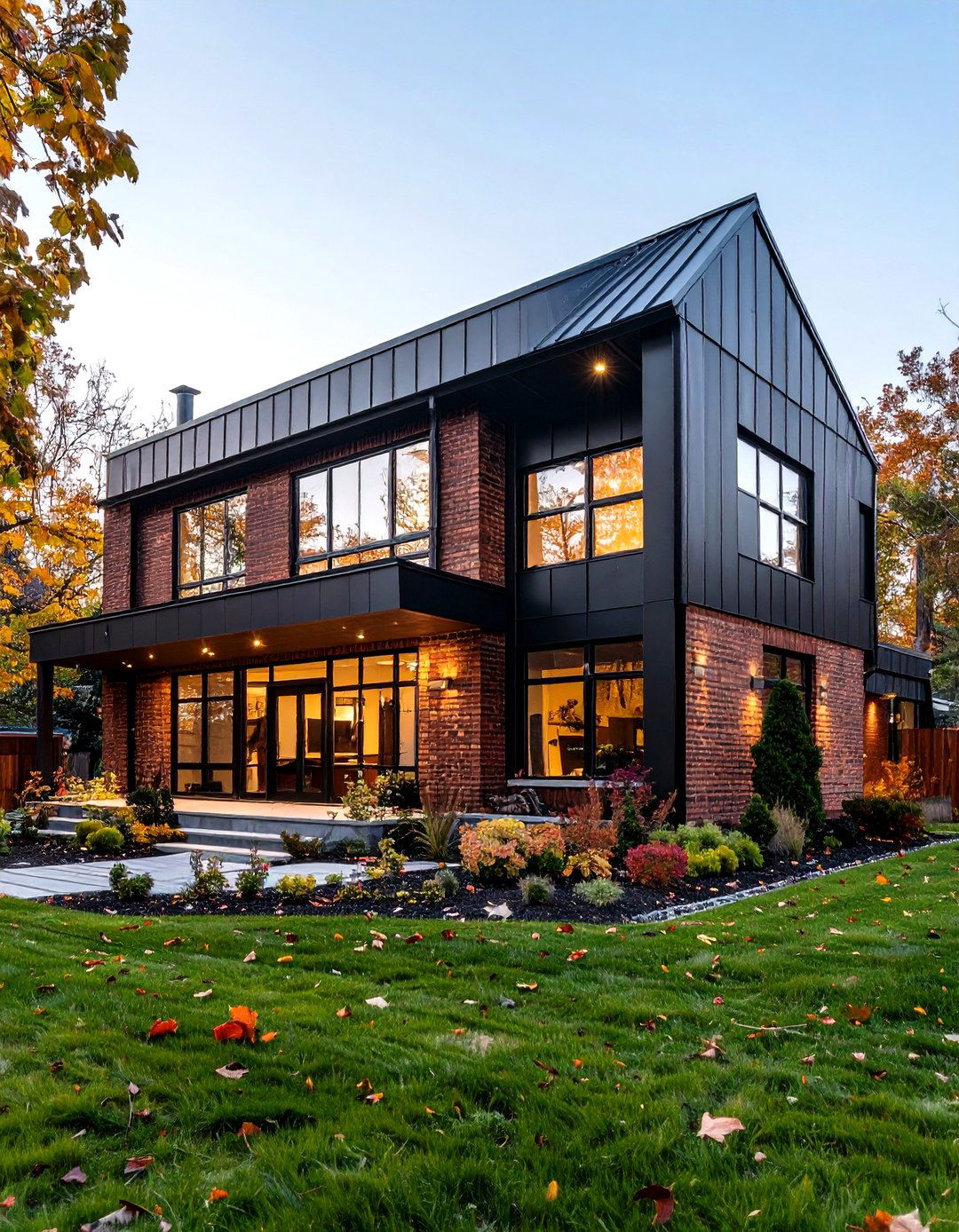 Black Brick Industrial House with Metal Accents - 20 Black Brick House Exteriors