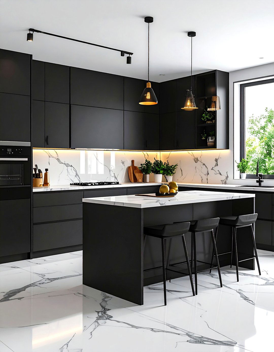 Black Cabinet Sophistication for Monochromatic Kitchen Drama - 20 What Color Cabinets Go With Black Appliances