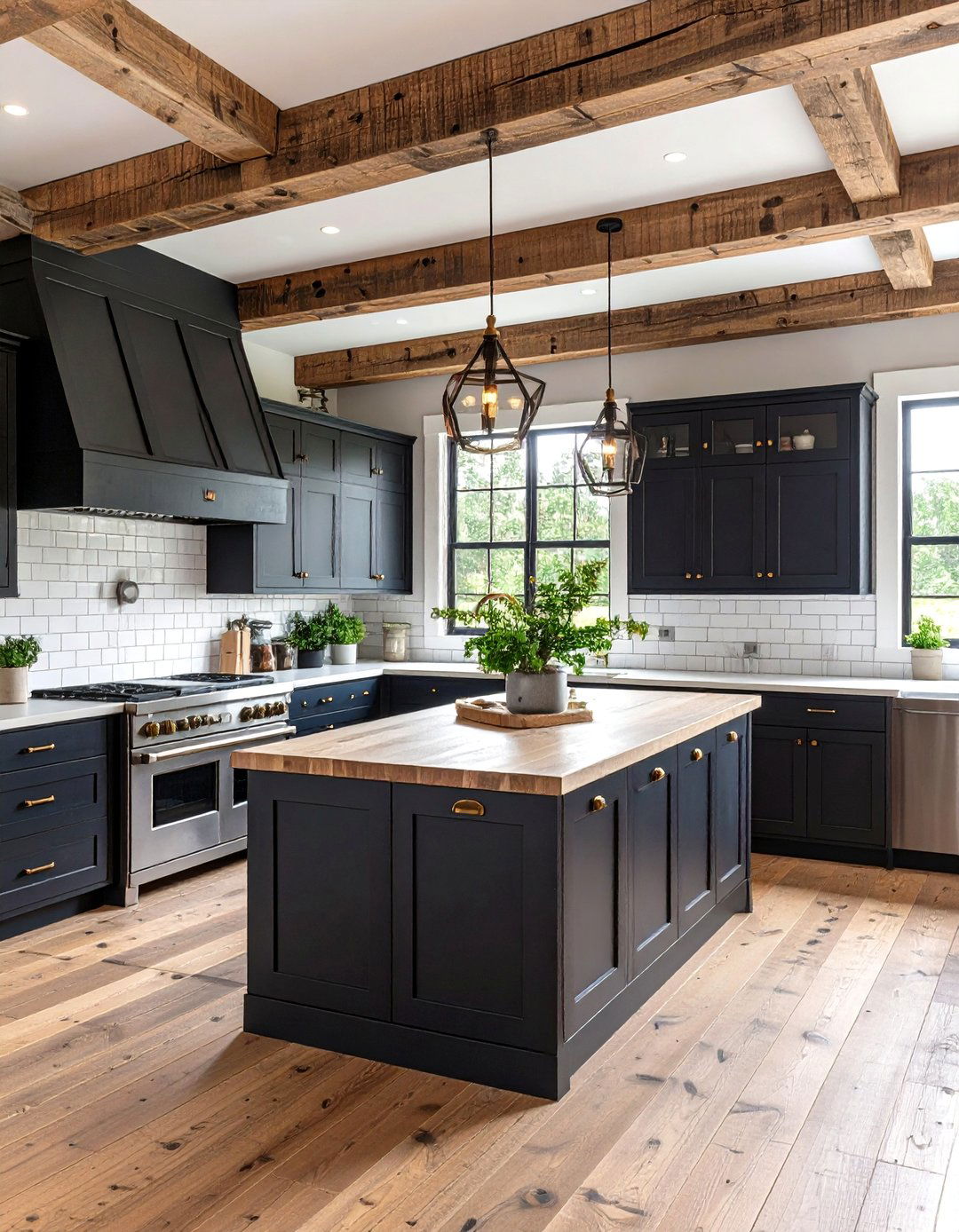Black Cabinets with Butcher Block Countertops Rustic Kitchen - 20 Kitchens With Black Cabinets
