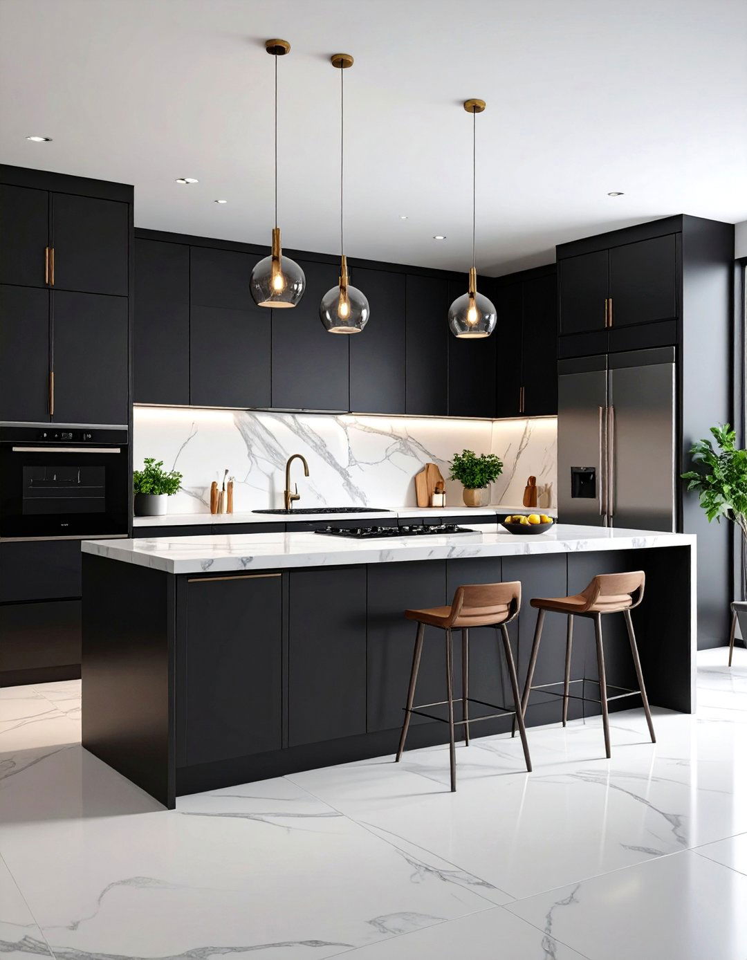 Black Cabinets with Matte Finish Modern Minimalist Kitchen - 20 Kitchens With Black Cabinets