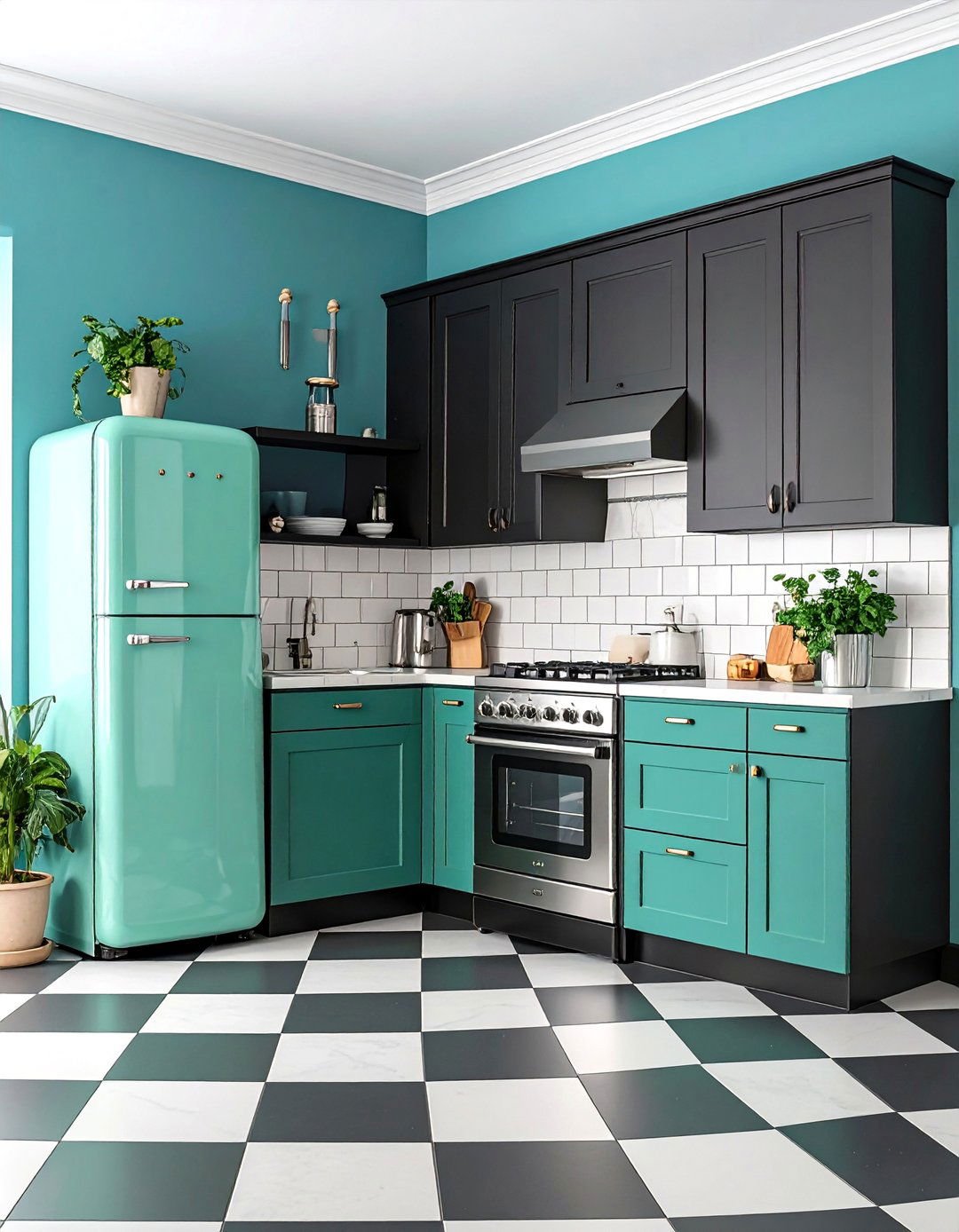 Black Cabinets with Vintage Charm Retro Kitchen - 20 Kitchens With Black Cabinets