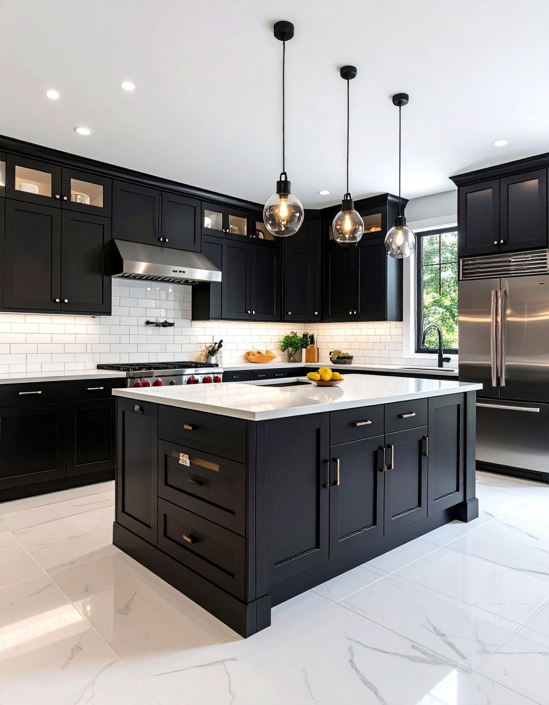Black Cabinets with White Quartz Timeless Classic Kitchen - 20 Kitchens With Black Cabinets