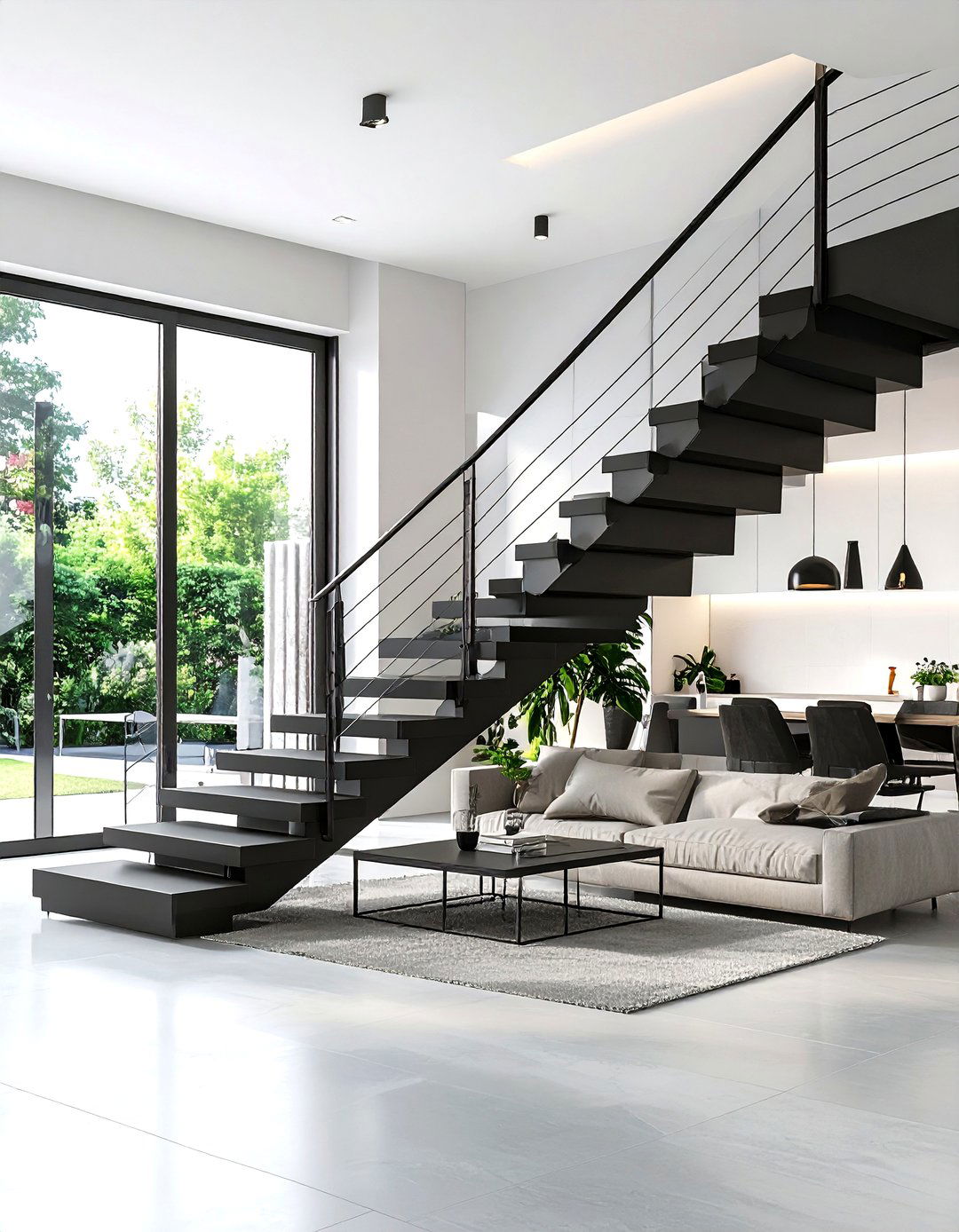 Black Cantilevered Staircase Design - 20 black staircase ideas