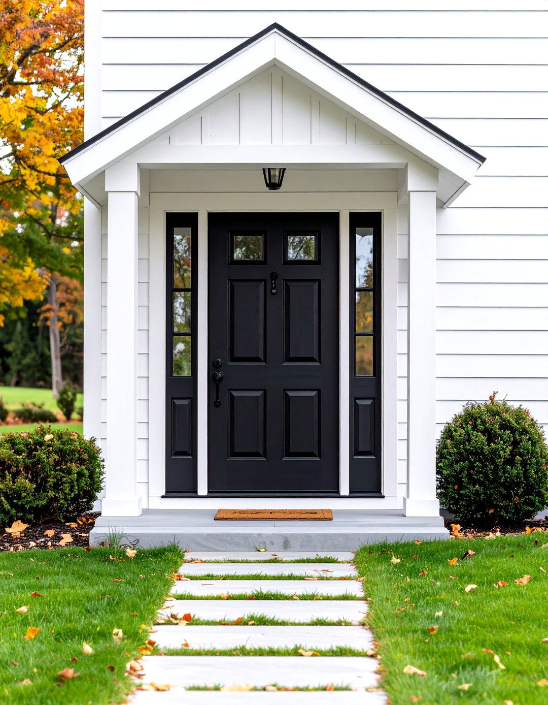 Black Farmhouse Front Door with Matte Hardware - 20 Farmhouse Front Door Ideas