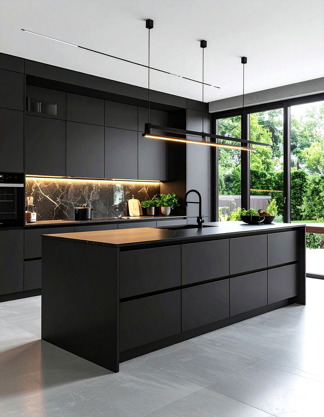 Black Framed Modern Style Glass Kitchen Cabinets - 20 Modern Style Glass Kitchen Cabinets