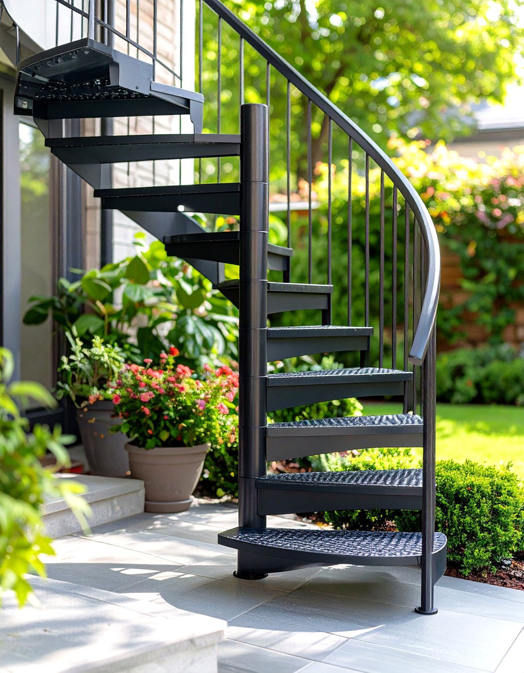Black Galvanized Steel Spiral Staircase - 20 black staircase ideas