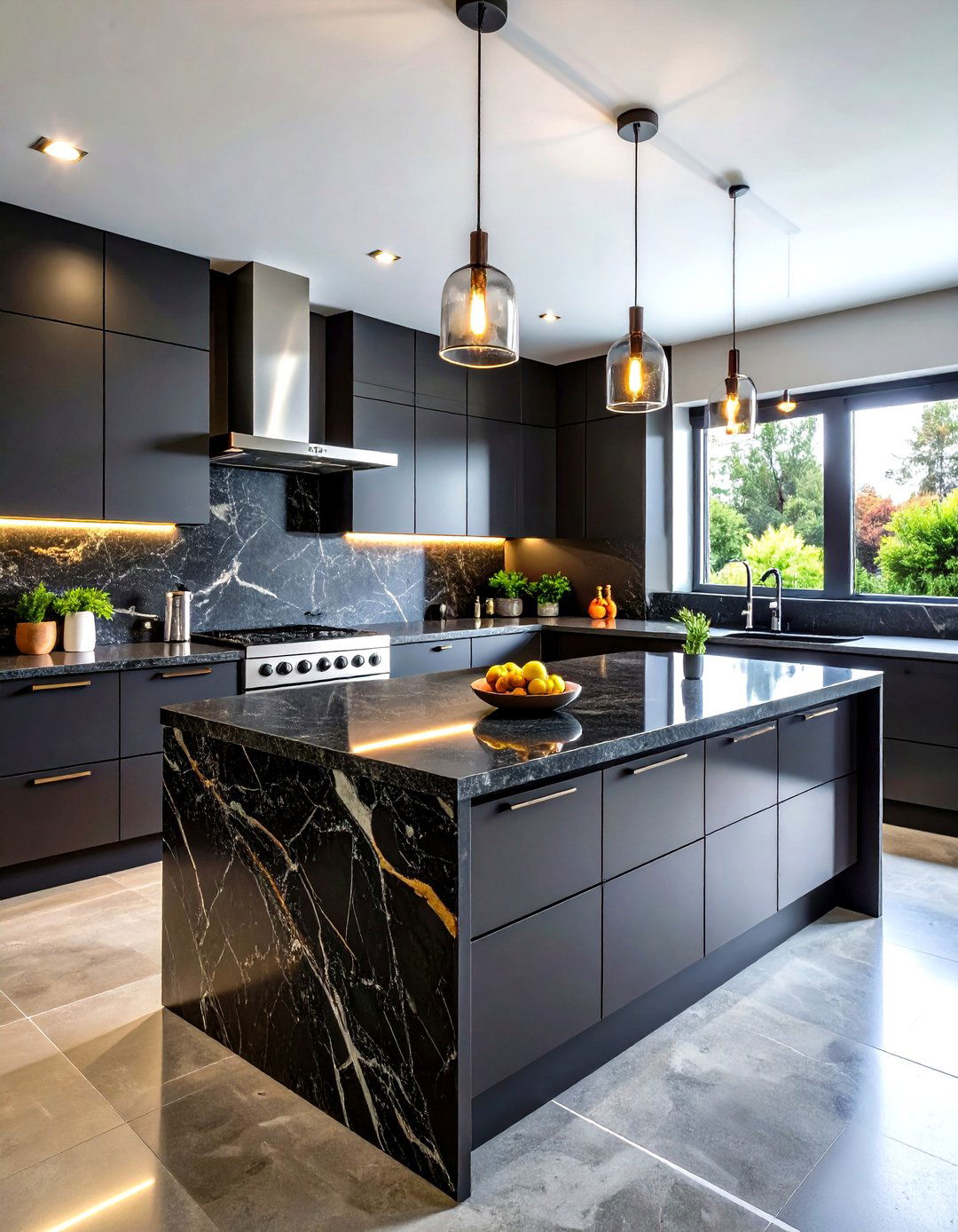 Black Granite Kitchen Splashback Dramatic Sophistication - 20 Kitchen Splashback Ideas