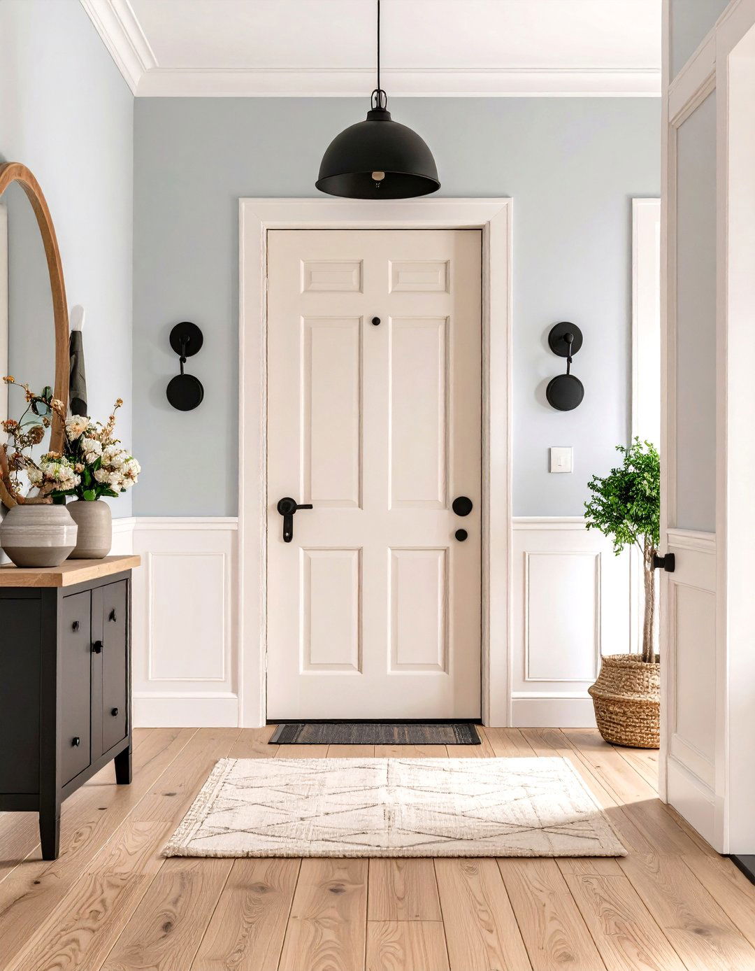 Black Hardware as Contrast - 20 Scandinavian Entryway Ideas