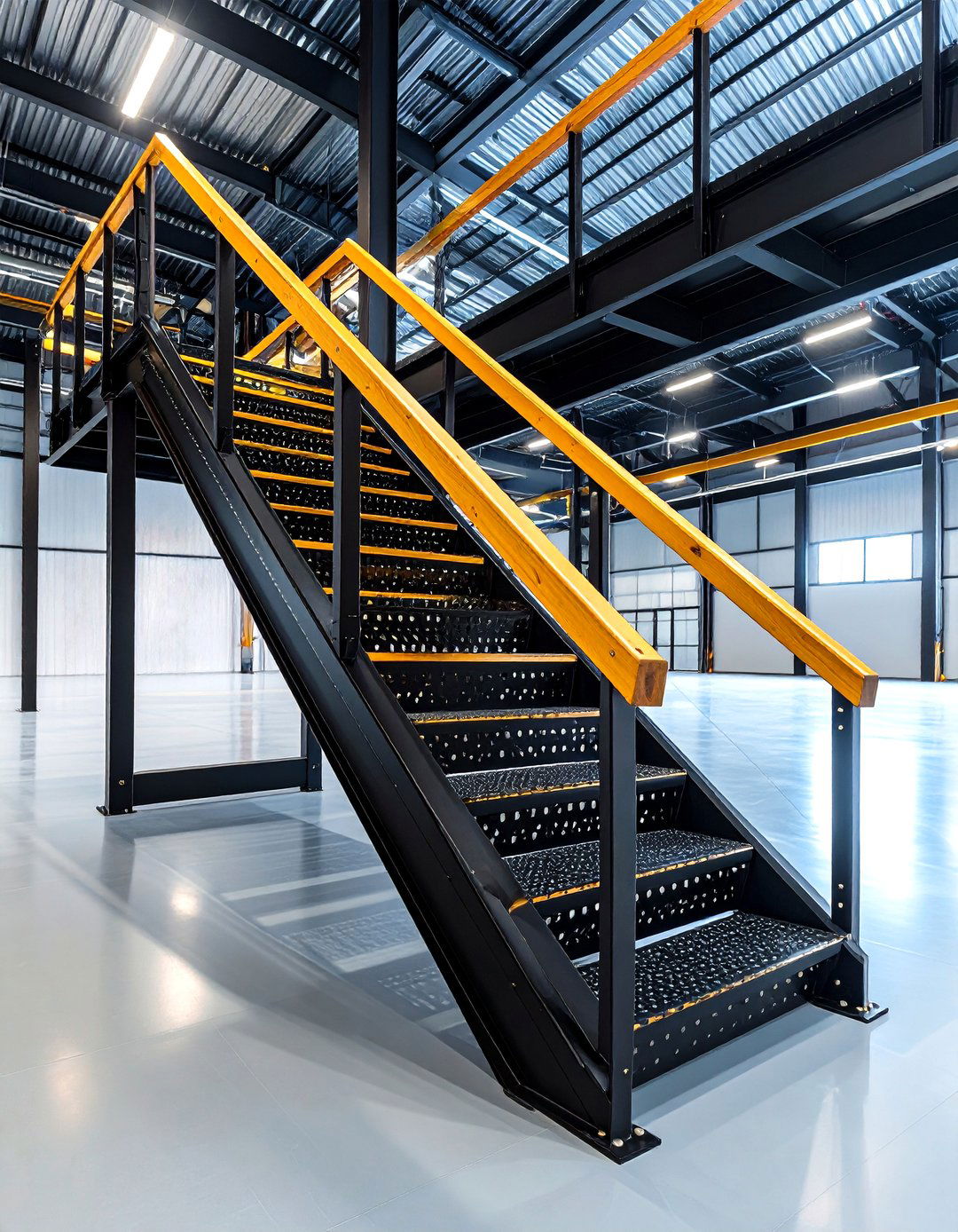 Black Industrial Metal Staircase - 20 black staircase ideas