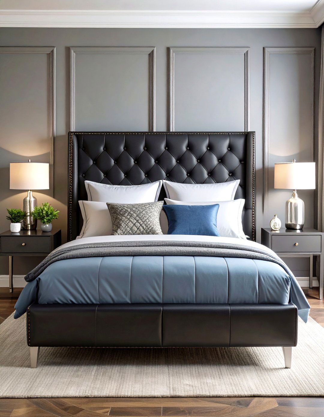 Black Leather Headboard Contemporary Style - 20 Black Headboard Bedroom Ideas