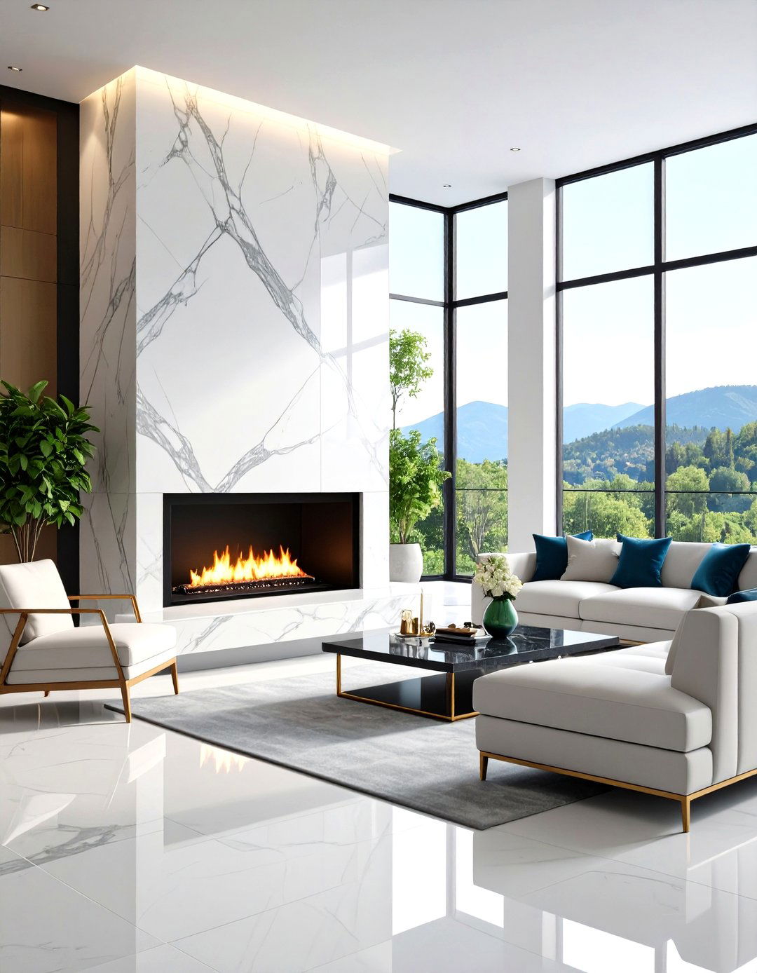 Black Marble Monolith - 20 Floor-to-Ceiling Stone Fireplace Ideas