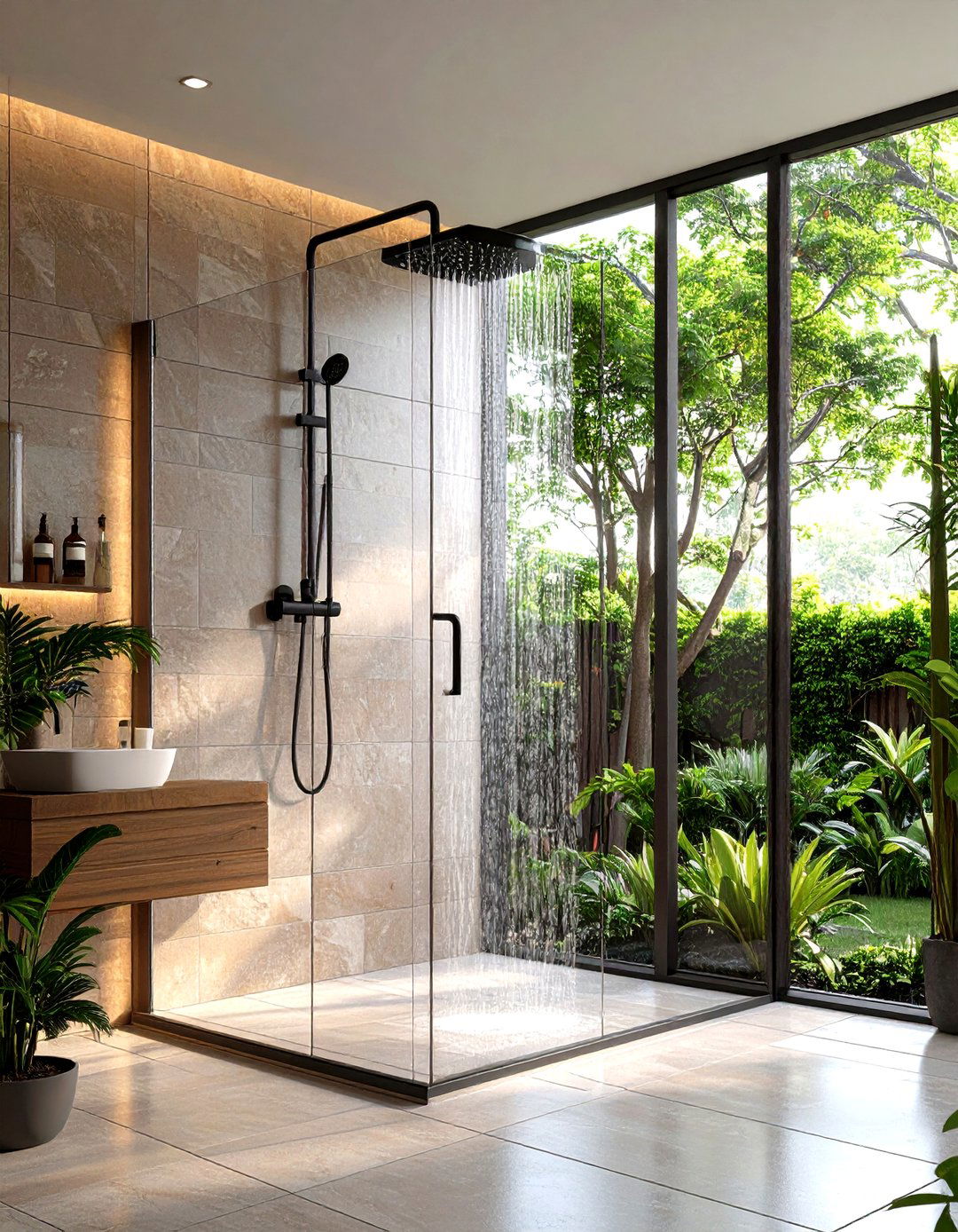 Black Matte Fixtures and Accents - 20 Small Bathroom Walk in Shower Ideas
