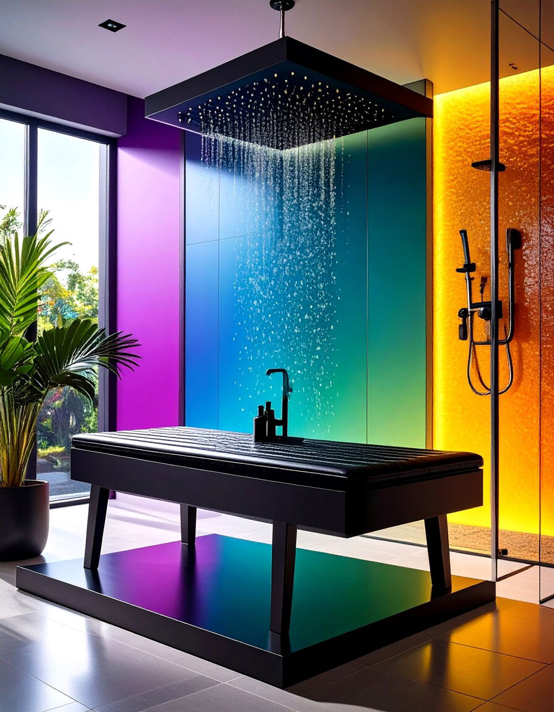 Black Matte Floating Bench - 20 Shower Bench Ideas