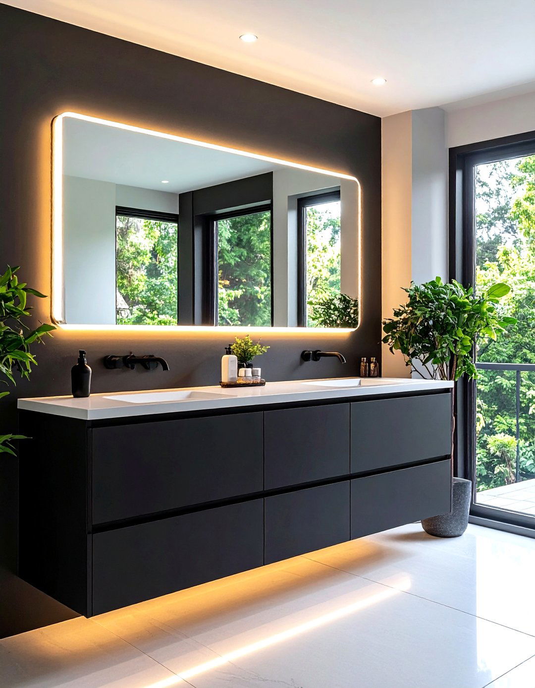 Black Matte Modern Vanity - 20 Vanity Room Ideas