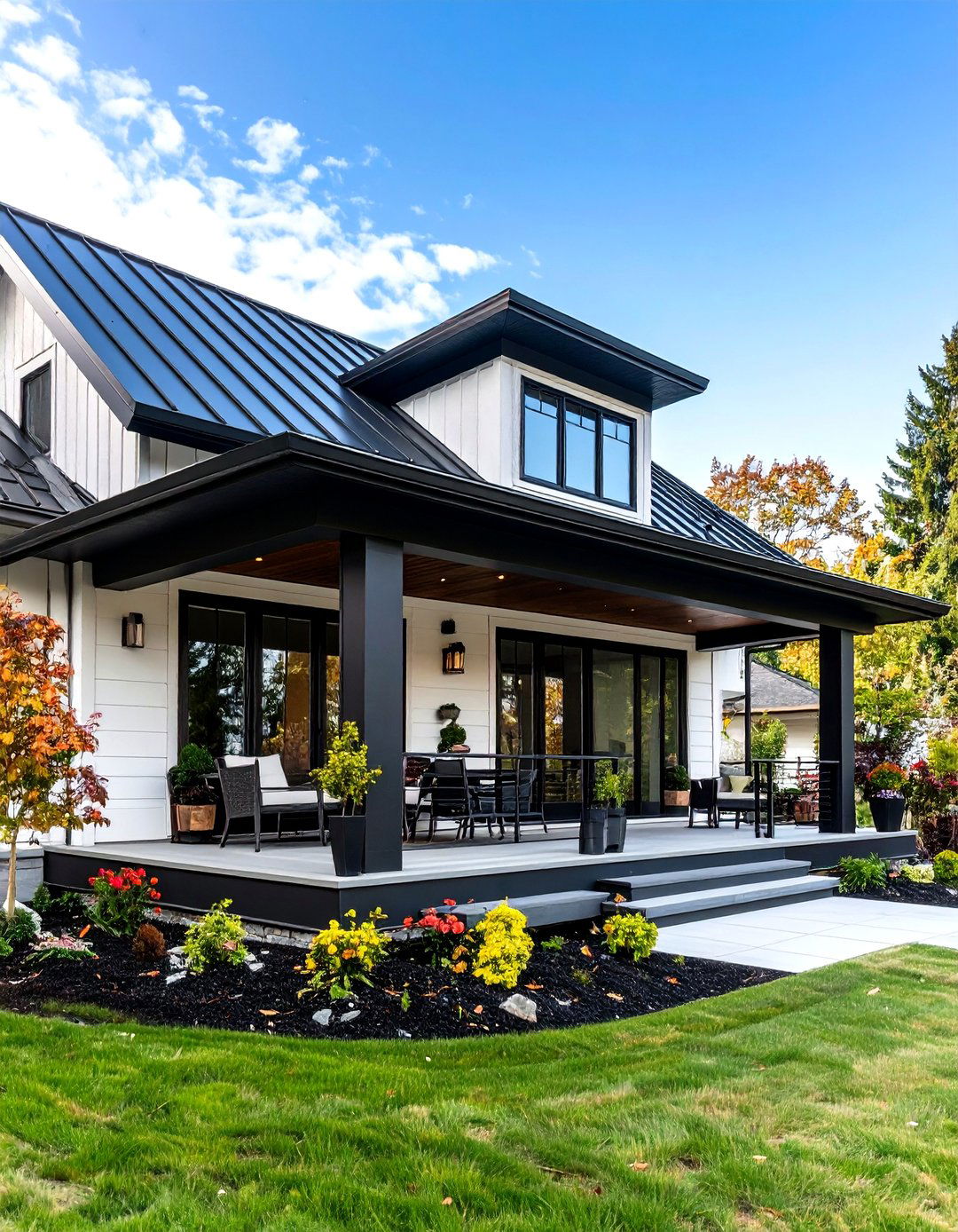 Black Metal Roof Porch with Bold Contemporary Style - 20 Metal Roof Porch Design Ideas
