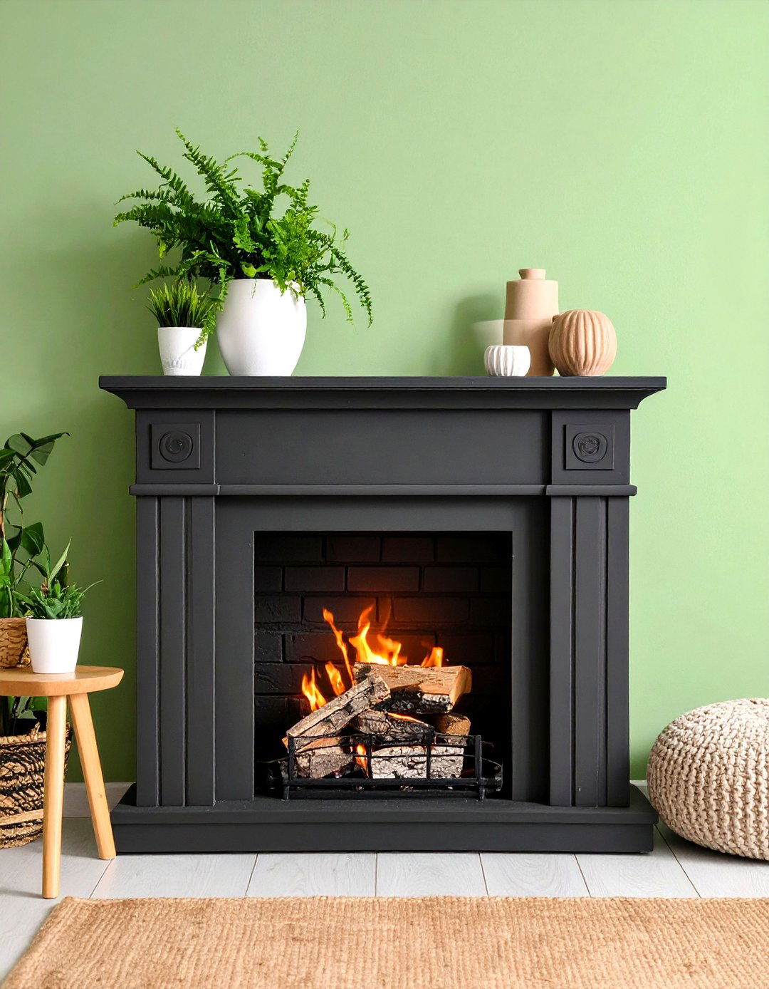 Black Painted Brick Fireplace Refresh - 20 Black Fireplace Ideas