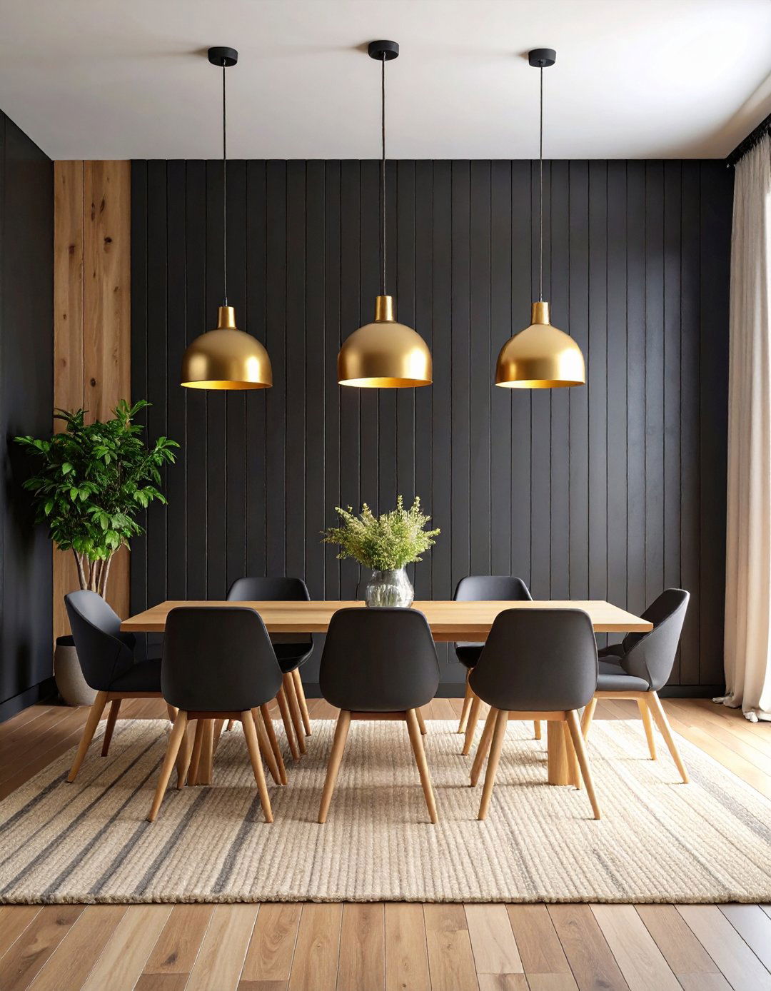 Black Painted Shiplap for Drama - 20 Shiplap Dining Room Wall Ideas