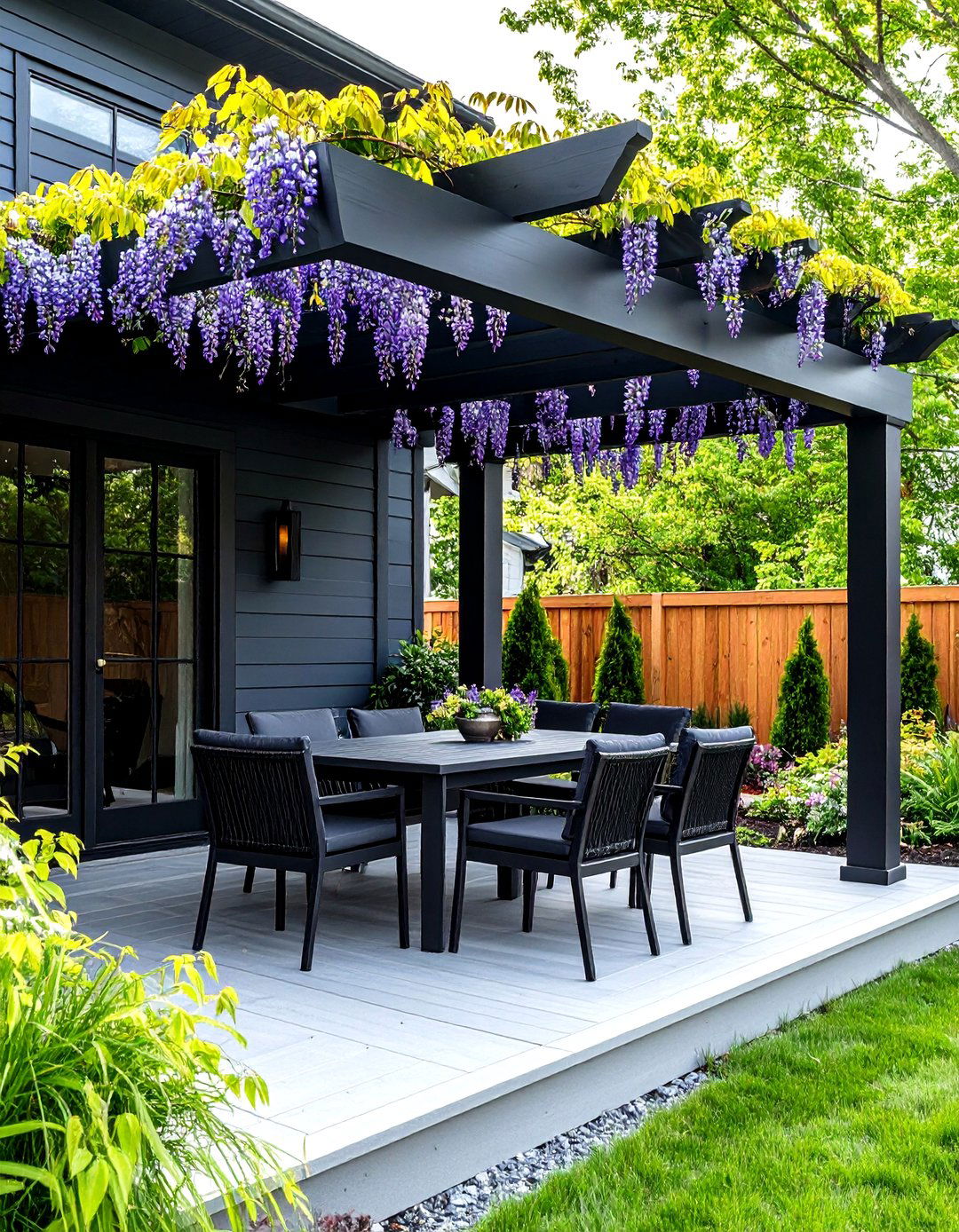 Black Pergola - 20 Veranda Ideas