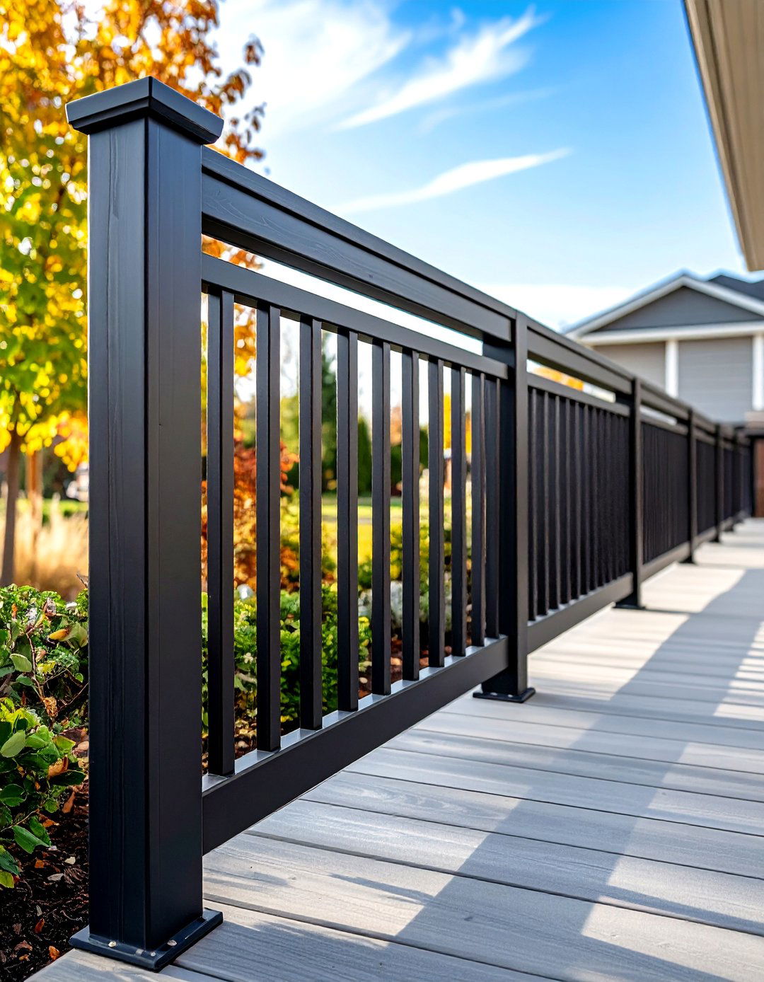 Black Powder Coated Aluminum Deck Railing - 20 black deck railing ideas