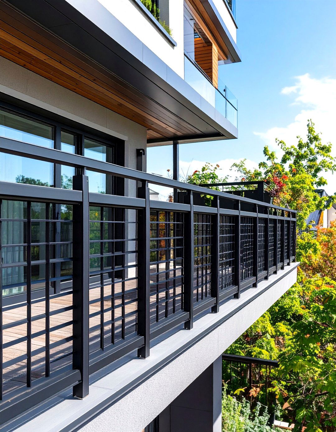 Black Privacy Screen Deck Railing - 20 black deck railing ideas